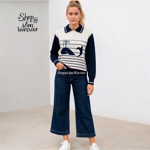 St. John Collection santana knit whale motif collared sweater *shop@iamw…